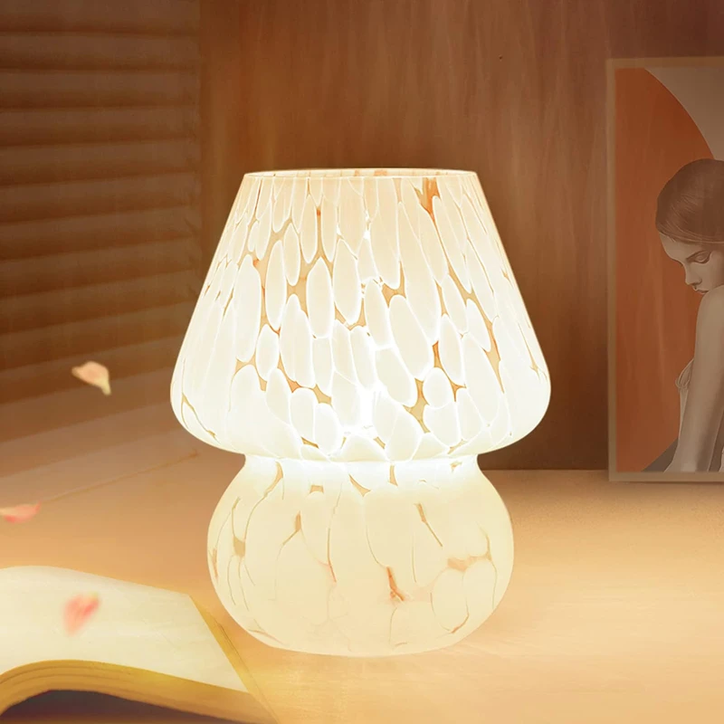 Mushroom Usb Light Striped Bedroom Decoration Glass Desk Lamp Decoration for Home Lamps for Room Led Lights Table Night Bedside