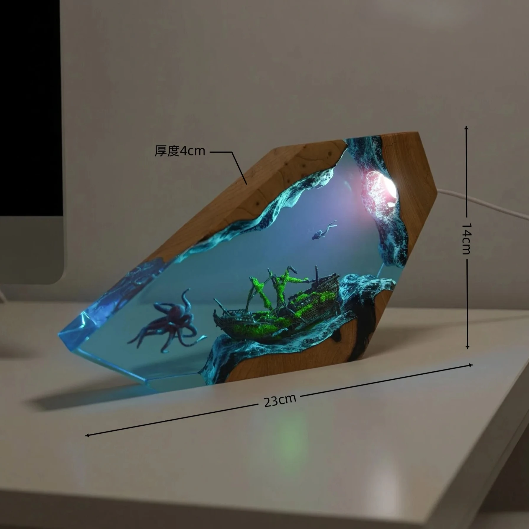 NEW Underwater World Epoxy Resin Lamp Ornaments Sculpture for Home Decoration Atmosphere Enhancer Unique Gift
