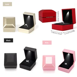 Luxury LED Light Proposal Engagement Ring Boxes Jewelry Gift Box Red Wine Ring Case for Wedding Valentine's Day Anniversary