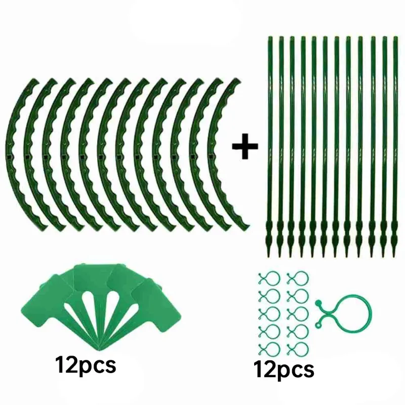 A34R Stand Plastic Plant Support Cage- Non-Connectable Double Fin Tail Design(12-Piece), Ideal For Indoor Gardeners