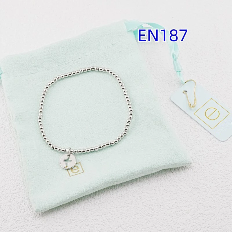 

VKVVA Fashion Jewelry Silver-Plated Round Cross Beaded Bracelet for Women Birthday Gifts, Unique Gift