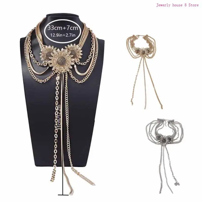 

Fashionable Necklace with Unique Flower and Tassels Floral Pendant Neckchain