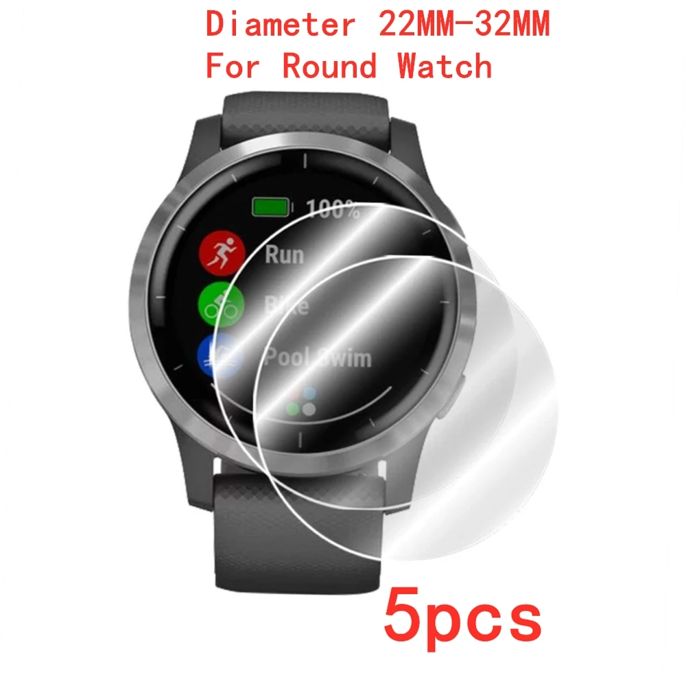 5Pcs Diameter 22MM-32MM Various Sizes Hydrogel Film Screen Protector For Samsung Huawei Fossil Garmin Watches For Round Watch