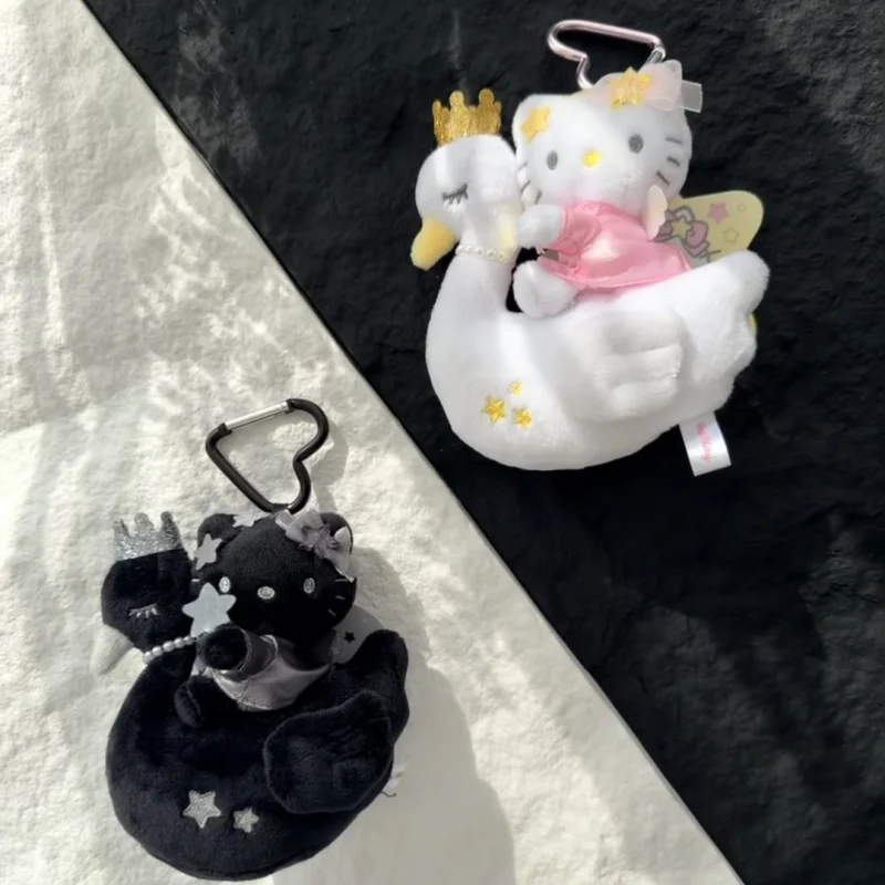 

12CM Kitty cat black Unicorn Plush doll Pendant kawaii Dreamy Crown Swan Series Girly Kitty Stuffed Doll Backpack Charm GirlGift