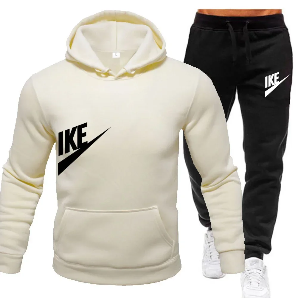 New hooded sports hoodie + 2 sets of sweatpants, fashion printed autumn and winter men's and women's casual suits, street wear