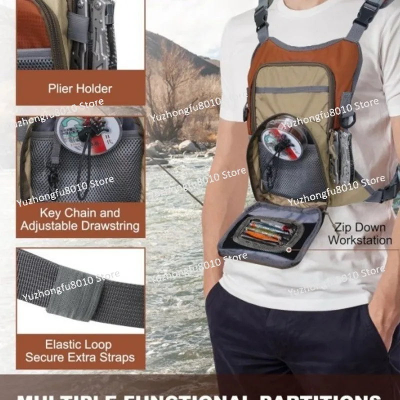 Multifunctional waterproof and wear-resistant fishing chest bag Outdoor large-capacity fishing gear vest storage bag Lightweight