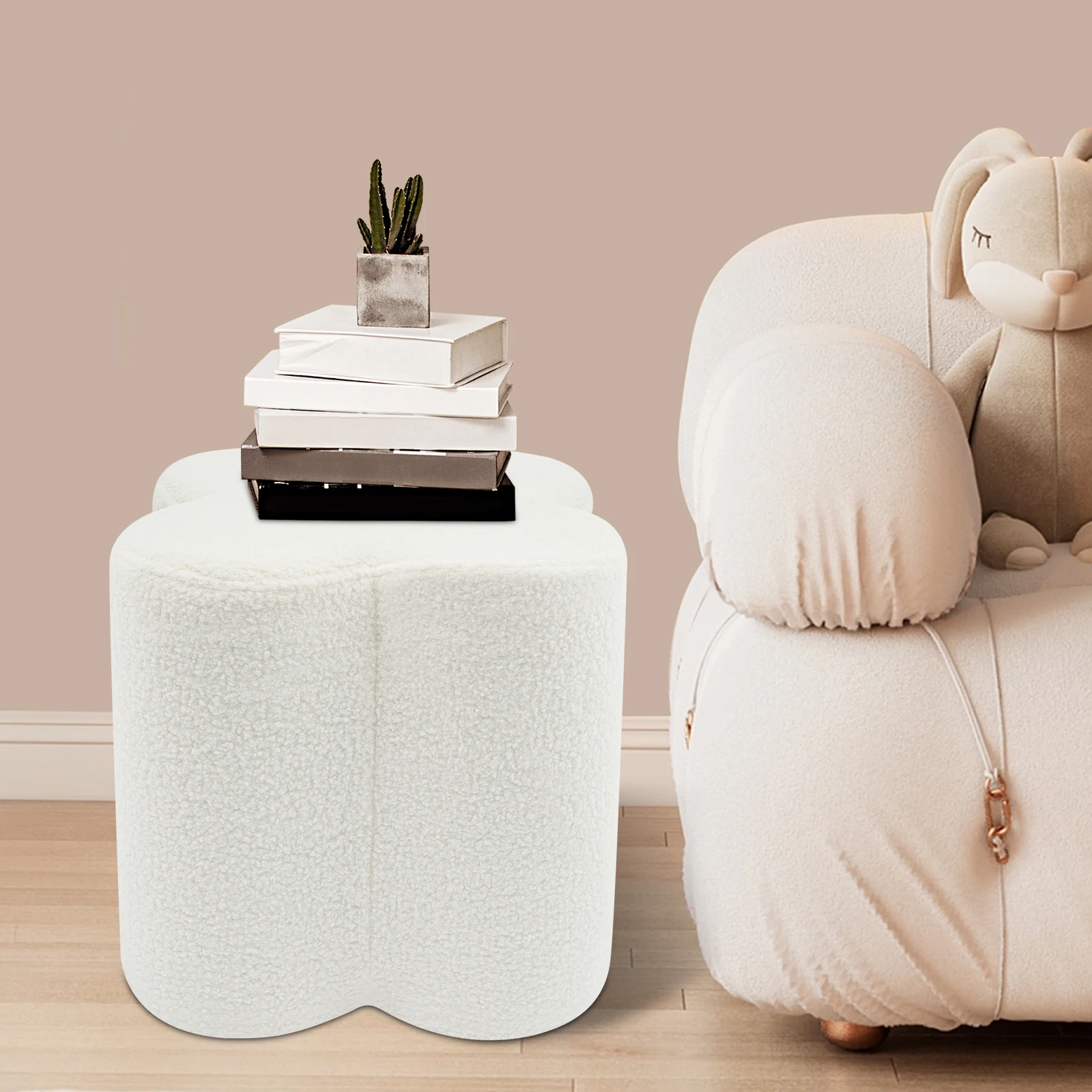 

Soft Floor Pouf Floral-shaped Pouf Puff Foot Rest Small Vanity Stool