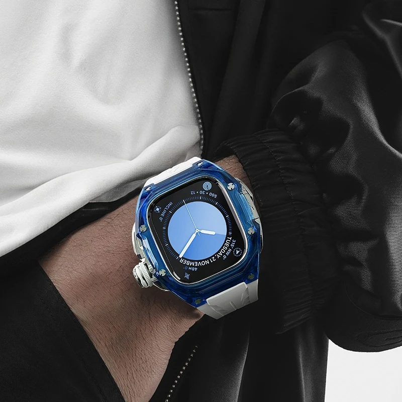 Transparent modified protective case cover is integrated, suitable for Apple Ultra2/3 watch case strap.