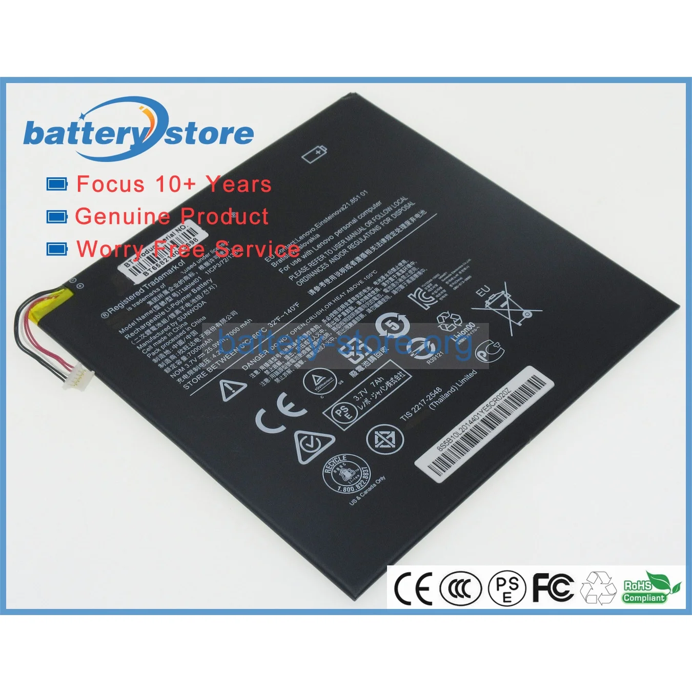 Genuine laptop batteries for Tablet01,1ICP3/72/138-2,5B10J80112,MIIX 300-10IBY,Ideapad (80NR001WUS),3.7V,2 cell