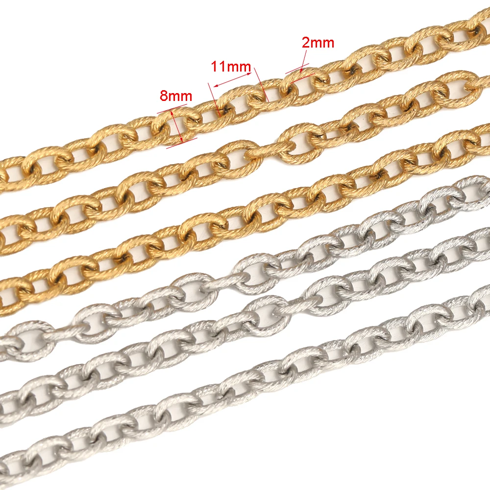 1เมตร8มม.กว้าง Twist สายเคเบิลม้วนสแตนเลส NK Cuban Chains สำหรับ DIY สร้อยคอสร้อยข้อมือเครื่องประดับของขวัญทำ