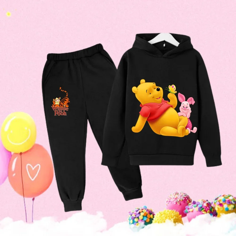 

Kids Fashion Hooded Sweatshirt Set Boys Girls Fall and Winter Cartoon Cute Disney Winnie the Pooh Printed Hoodie + Pants Set