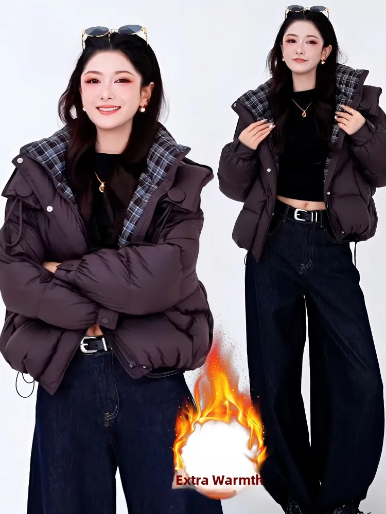 Elegancki płaszcz damski z watowaniem, pikowany, bawełniany, z kapturem, wersja koreańska, ocieplany, zimowy płaszcz wierzchni.