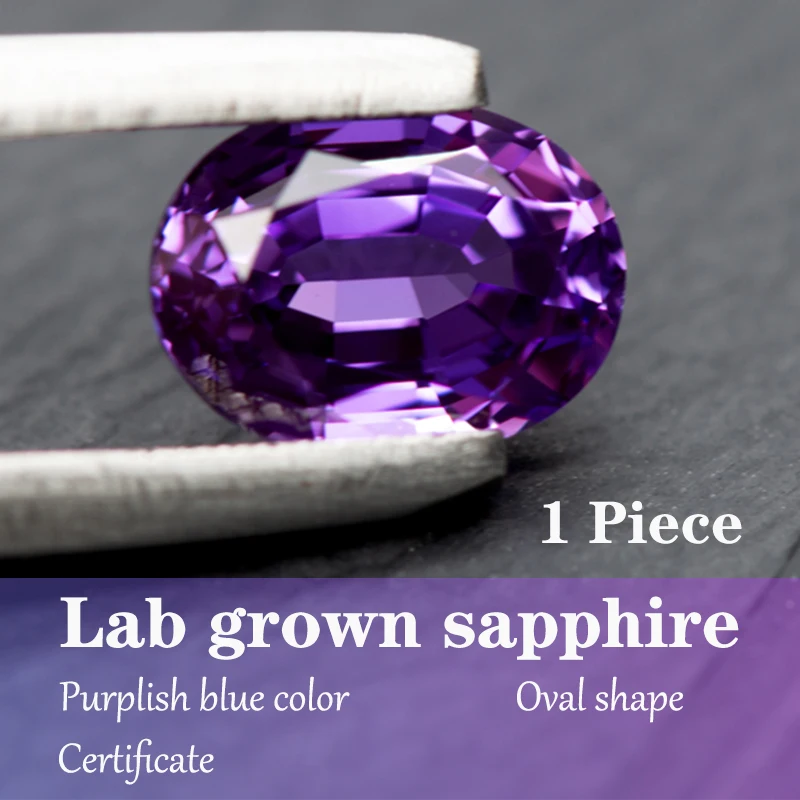 

Oval Shape Purplish Blue Color Lab Grown Sapphire Wholesale for Diy Charms Ring Necklace Earrings Jewelry Making Certificate