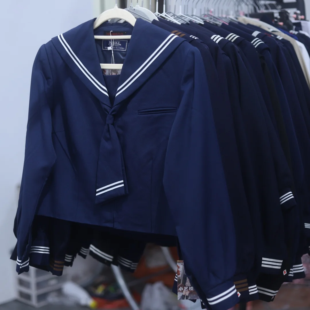 Winter Uniform Sailor Suit Japanese Style Long Sleeve Mid-Length Skirt Straight Leg Pants Student School Uniform Jk Outfit