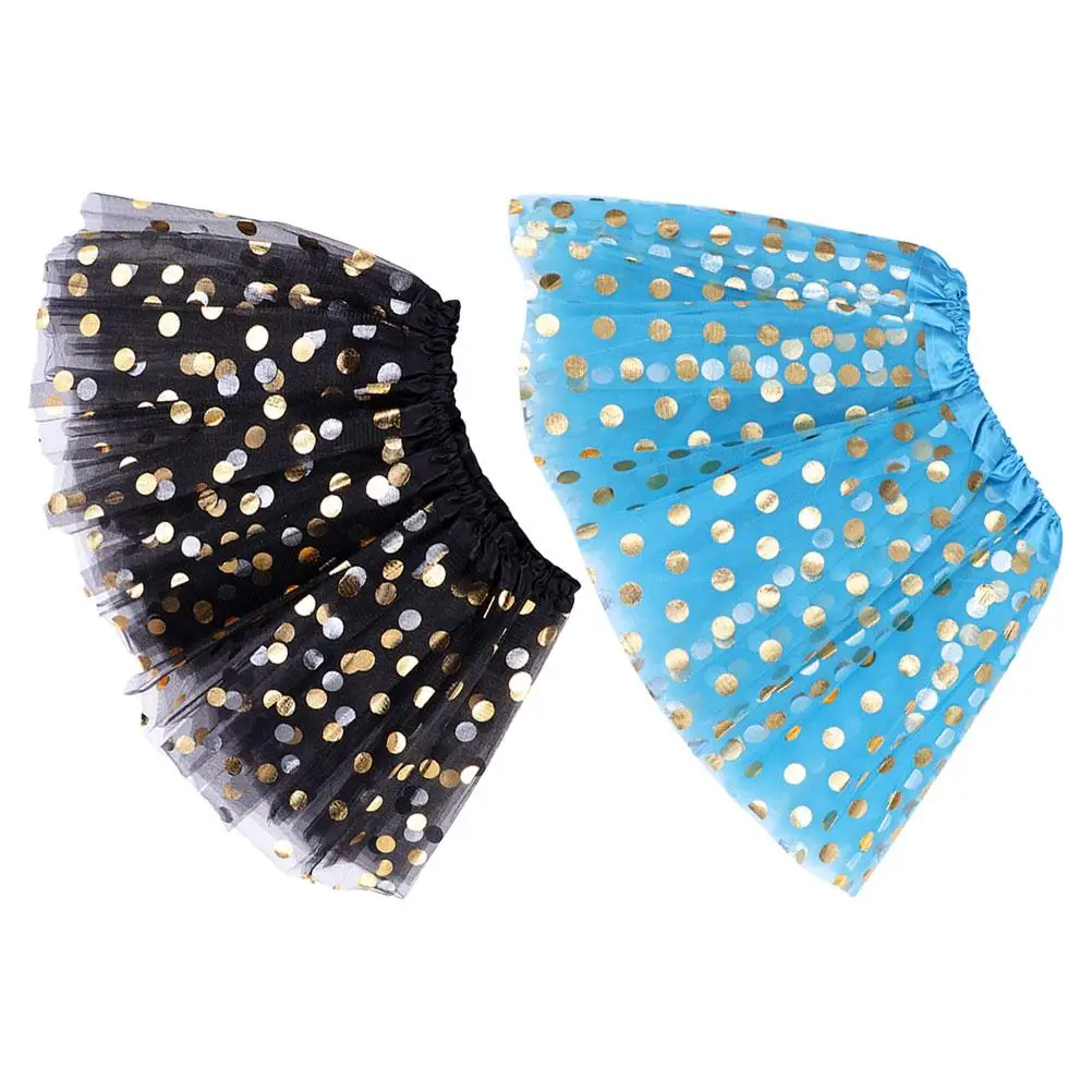 

2Pcs Bronzed Sequin Skirt Toddler Costume Dancing Tutu Mesh Layered Tulle Nylon Adjustable Waist Kawaii Princess Party