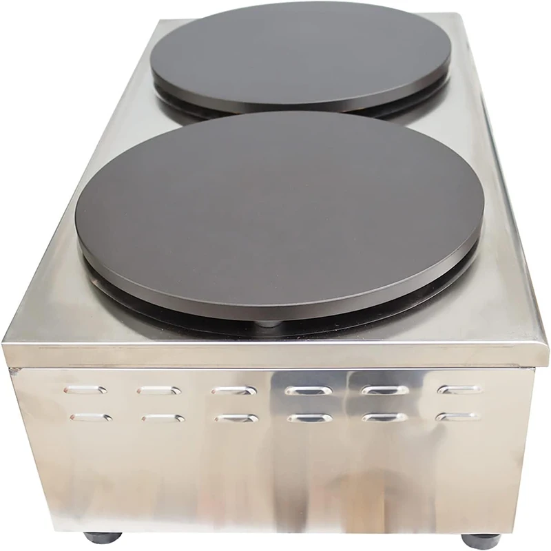 Commercial Dual-HEAD Gas Crepe Maker เครื่องอบแพนเค้ก Griddle เครื่อง Non-Stick ปรับอาวุธ