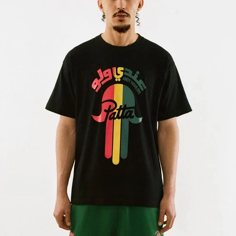 Vintage Graphics Letter Print Patta T-Shirts High Street Fashion Men Women Couple Oversized Round Neck Short Sleeve T Shirt