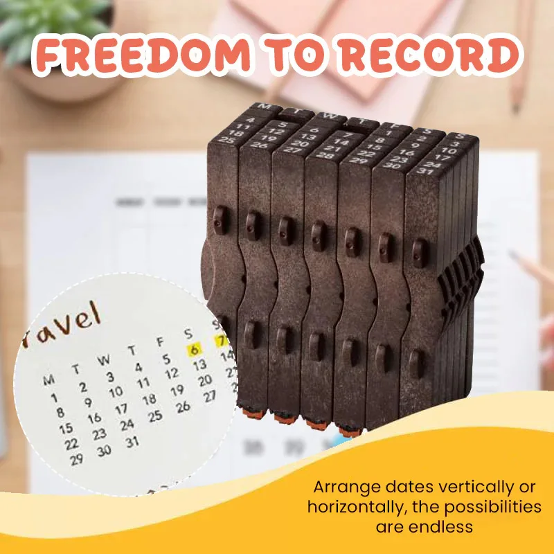 Portable Calendar Connection Automatic Ink Adjustable Date Marking Planner Home Desk Cute Gift For Teenagers And Students