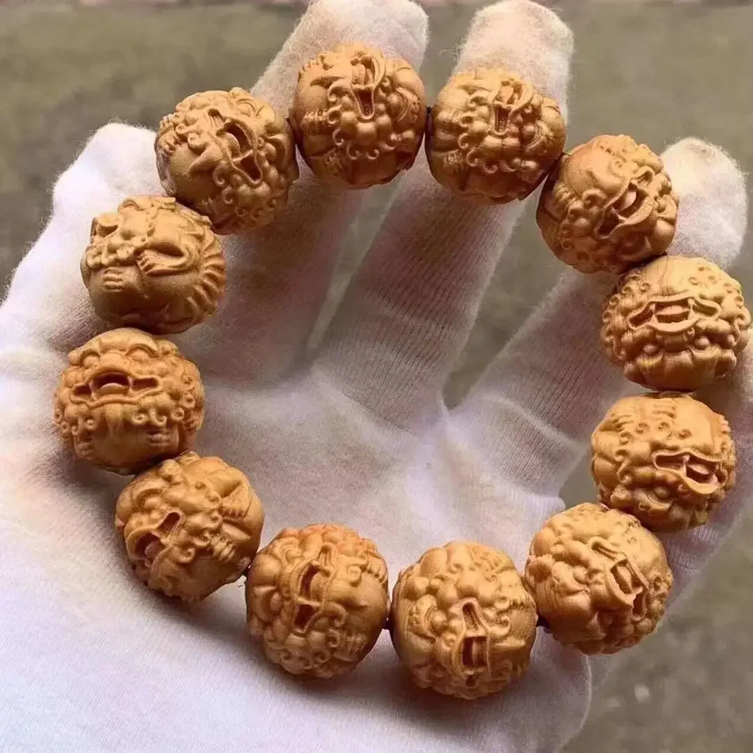 

Taihang Thuja 12 Zodiac All Zodiac Handstring Thuja Carved Pai Beads Handgrip Bracelet Thuja Wood Dragon Beads Amulet Bracelet