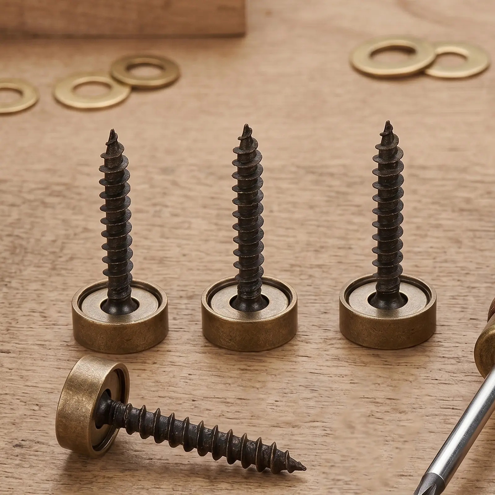 16Pcs Pure Brass Decorative Screw Caps Self Tapping Mirror Screws Mirror Fixing Upholstery Fasteners Hardware 12Mm Bronze