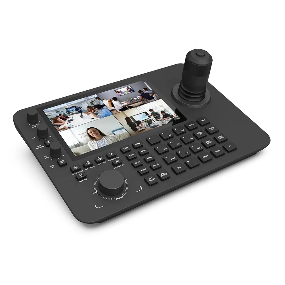 New 7 Inch NDI Touch Screen 4K PTZ Cameras with 4-axis IP Remote Control Joysticks Housing for TV Wall
