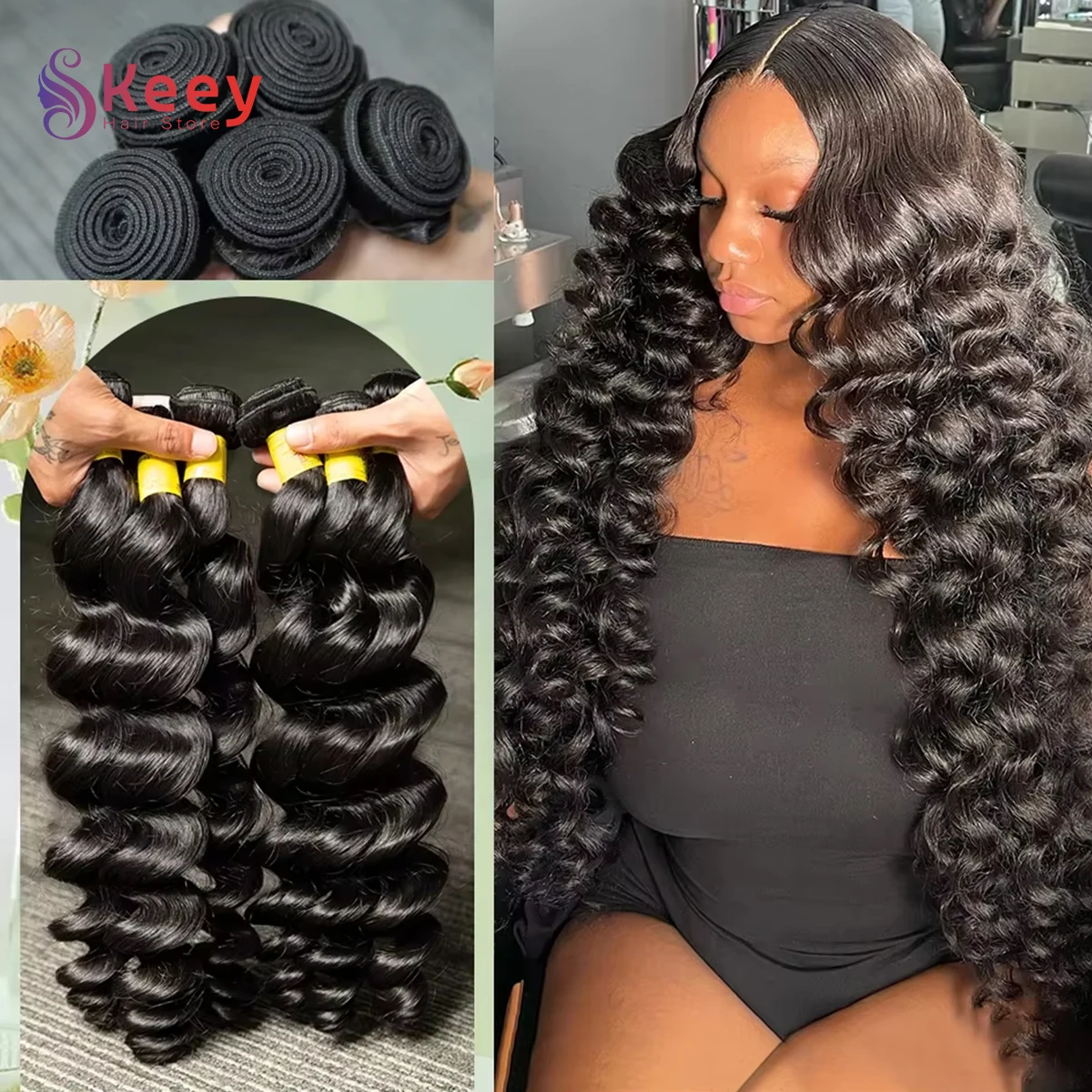 16A 루즈 웨이브 번들 30 34인치 브라질산 생처녀 머리카락 100% 인모 연장 번들 더블 웨프트 벌크 브레이딩