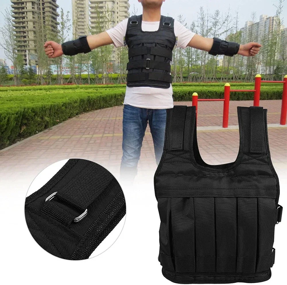 110Lbs Adjustable Exercise Weighted Vest Training Suit Workout Fitness Waistcoat Fitness Equipment Accessories Jogging Walking