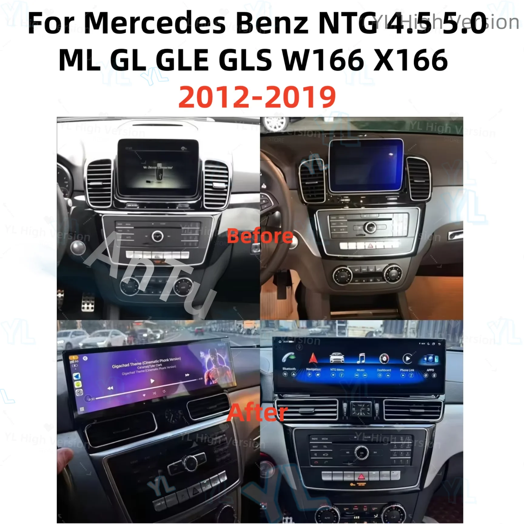 Android 14 14.9inch For Mercedes Benz GLE GLS W166 X166 2012-2018 Car Radio Car Multimedia Player Screen Wireless CarPlay GPS 4G