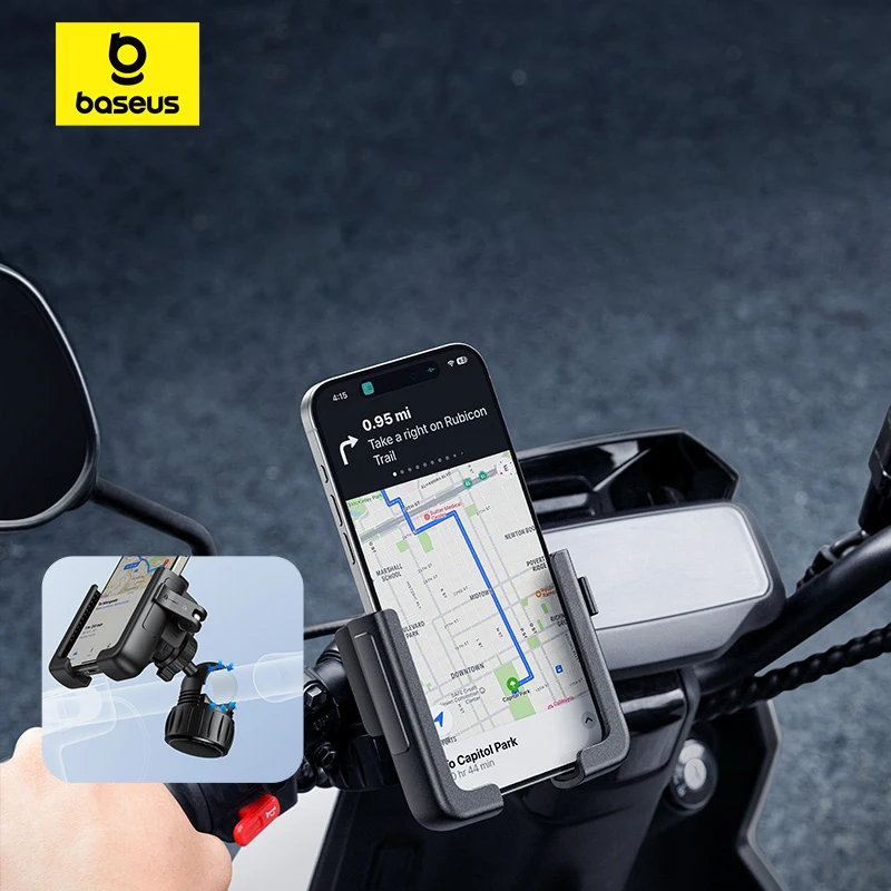 

Baseus Motorcycle Phone Holder 360° View Universal Bicycle Phone Holder Bike Mobile Phone Stand Shockproof Bracket GPS Clip