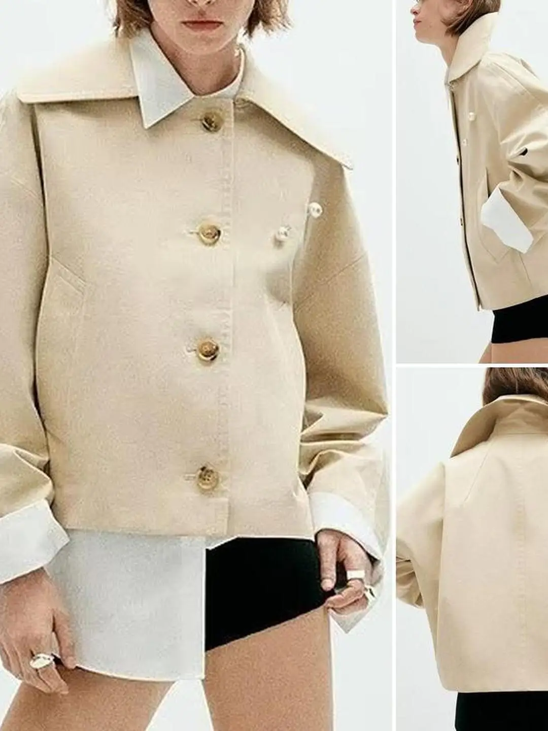Casual Loose Long Sleeve Coat British Style Windbreaker Straight Leg Coat Button Closure Short Length Polyester Fiber Women's...