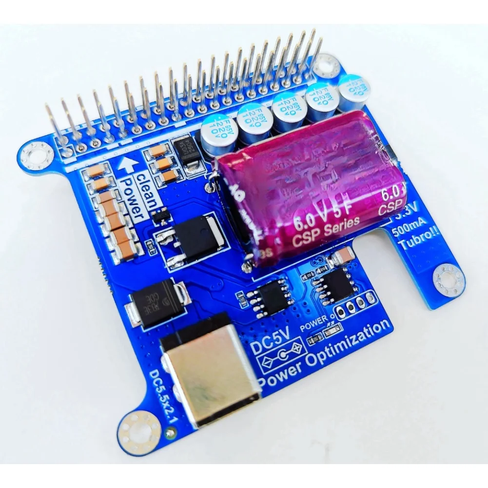 for 5f Supercapacitor Power Filter Board DC 5V Input Supporting 2.1mm DC Jack and 3. for 3v TVS Protected Output Channel