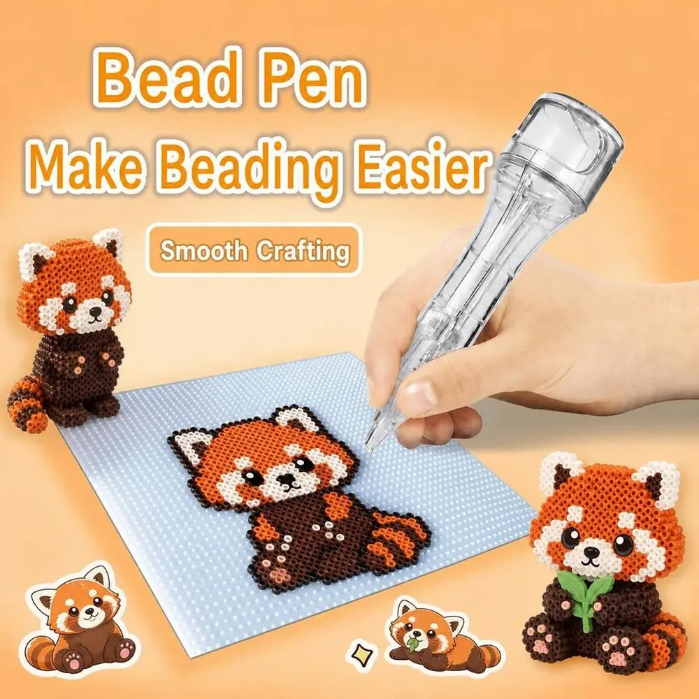 2.6mm Automatic Bead Pen Anti-Slip Grip Ergonomic Handle Fuse Bead Pen Transparent Press-Type Pixel Puzzle Bead Pen