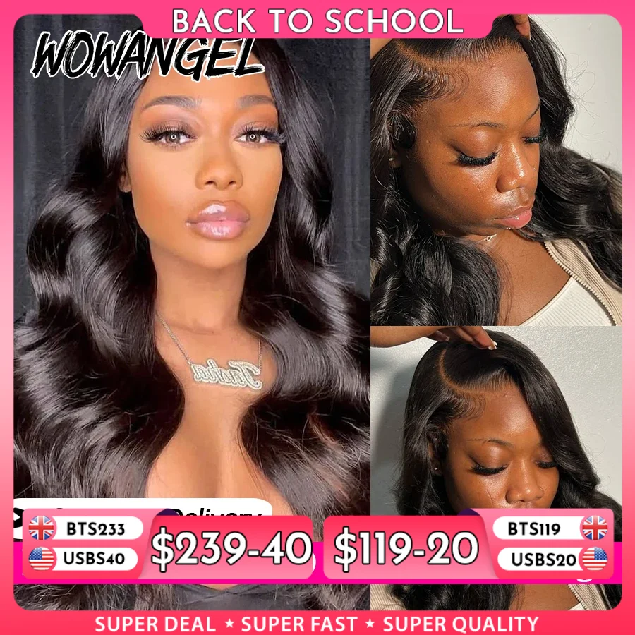 Wow Angel 13x6 HD Lace Front Perücken 250% Remy Haar Körperwelle Echthaar Perücken HD Lace Perücken Vorgezupft Wear To Go Perücken für Frauen