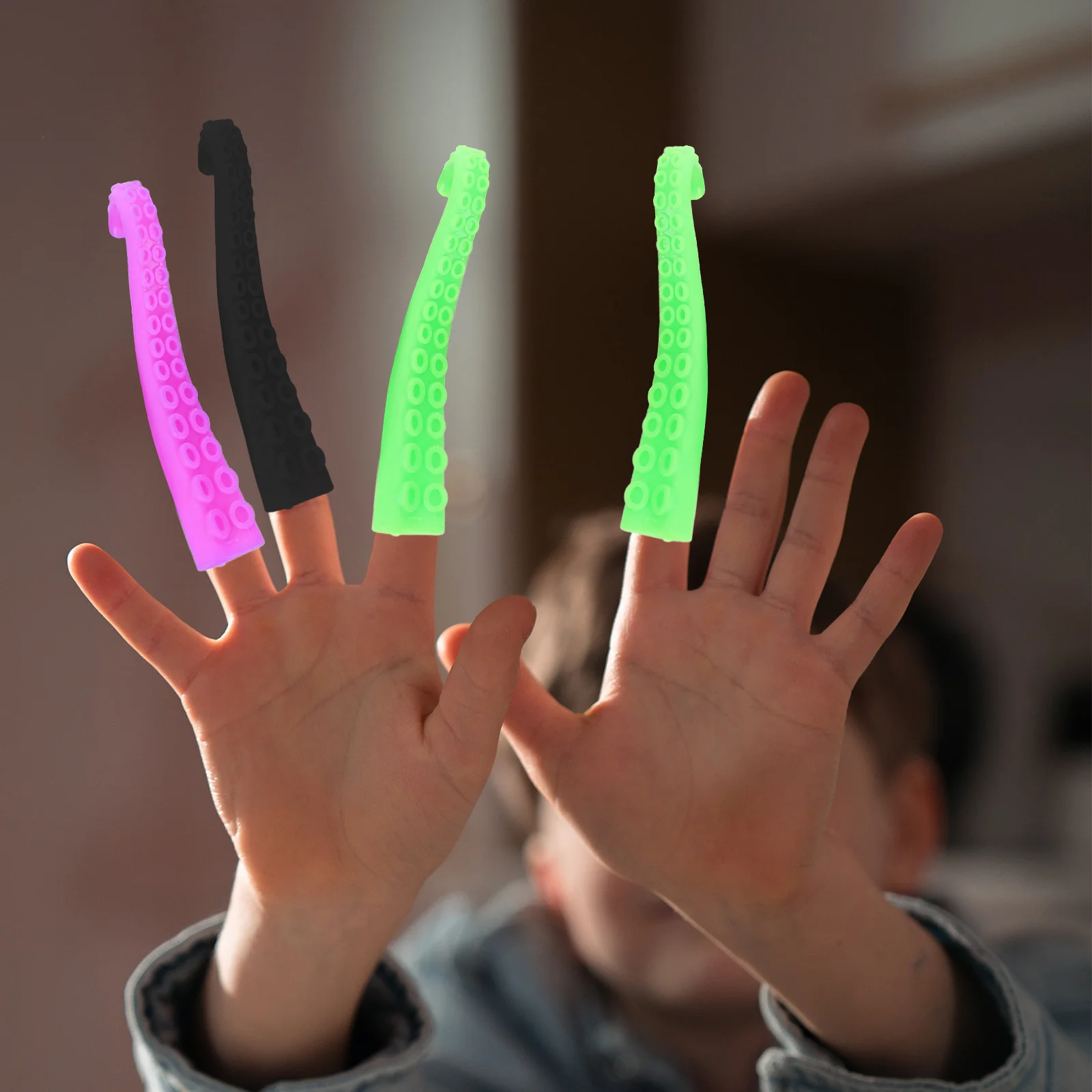 10 個の指先タコ指人形プラスチックのおもちゃ子供向け減圧楽しい