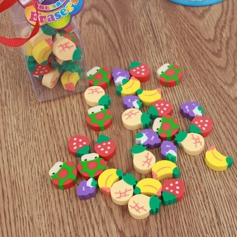 Imagem -05 - Cute Mini Fruit Erasers For Kids Papelaria Gift Student Prize Material Escolar Entrega Aleatória Prize 30 Pcs