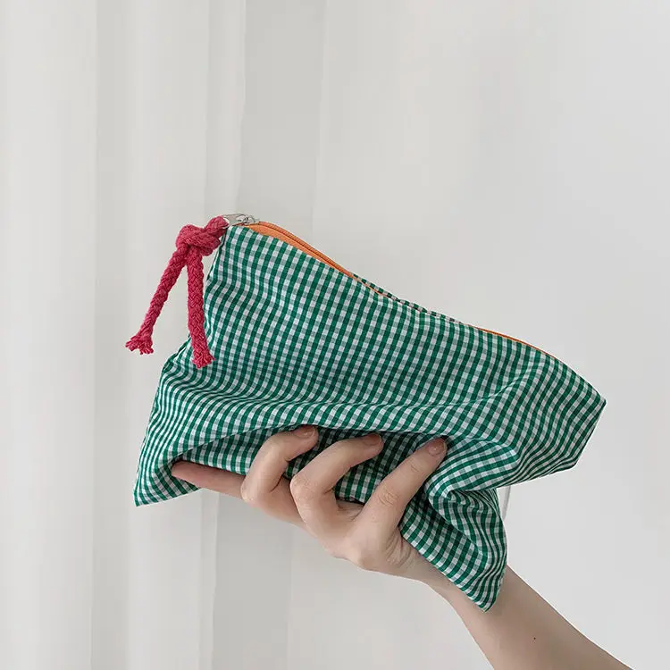 Meisjes Tas Mini Vintage Plaid Casual Flap Katoen Rits Purse Vogel Rooster Mori Meisje All-Match Kleine Verse