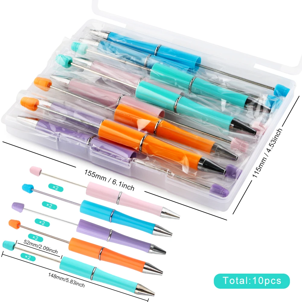 1set/Box  Bead Pen Plastic Ballpoint Pen DIY Beaded Pen School Office Writing Supplies Stationery Wedding Gift Accessories