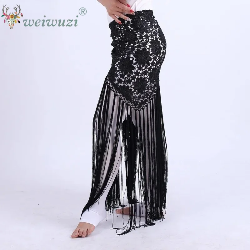 Handmade Clothes for Belly Dancing Women's Clothes for Dancing Flowers Long Fringe Hand-Knitted Triangular Belt Belly Dance Hip