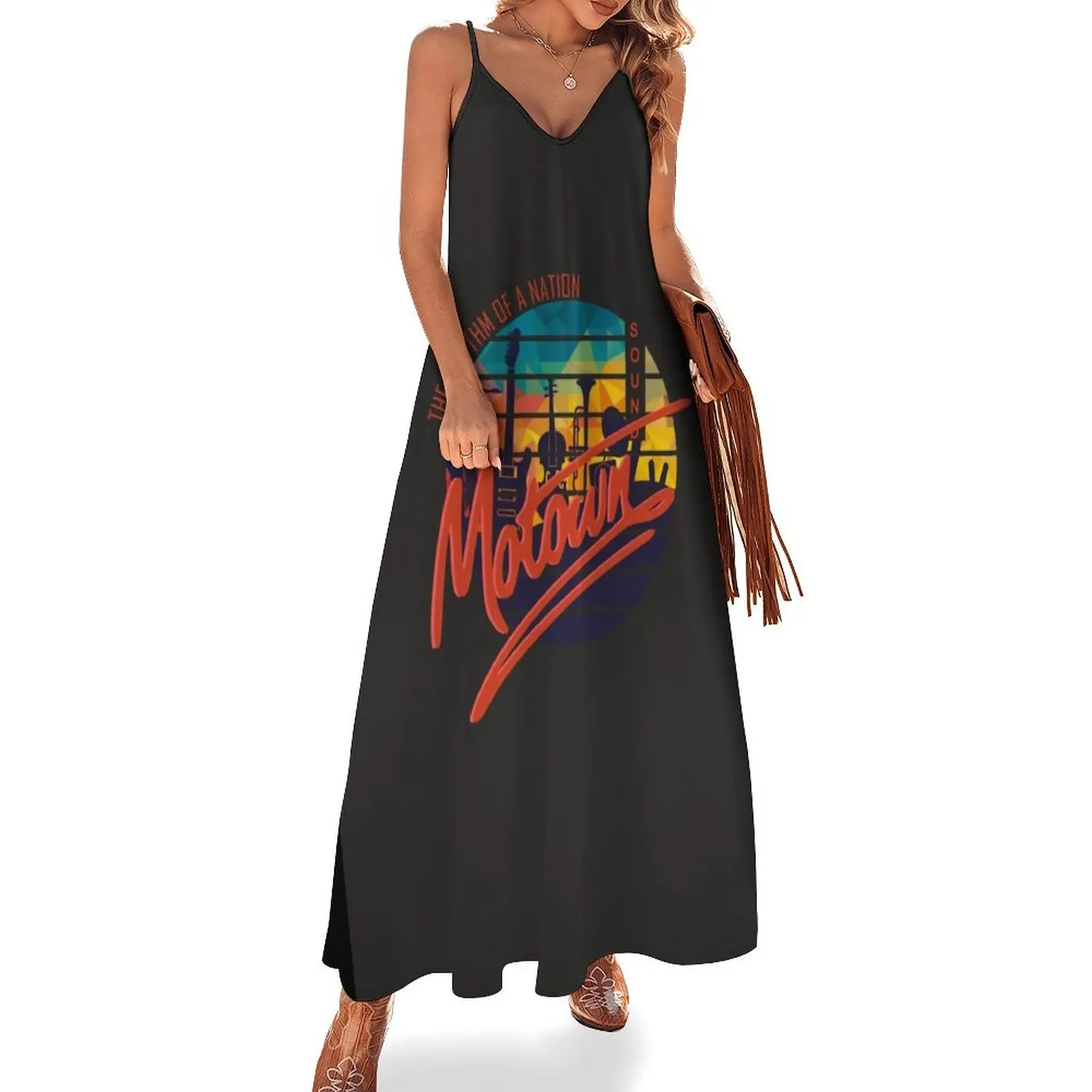 Motown clássico camiseta sem mangas vestido longo vestido roupas de verão vestido para mulher 2025