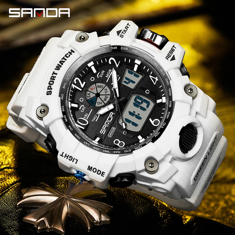 SANDA Brand G- Style Military Watch Men Digital Shockproof Sports Watches For Man Waterproof Electronic Wristwatch Mens Quartz