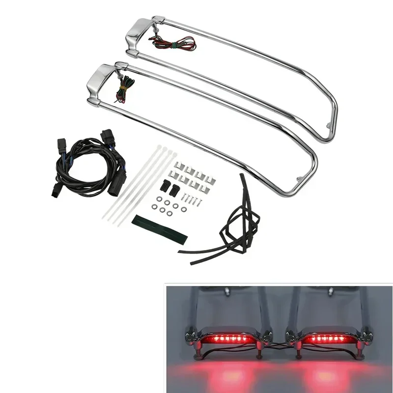 Saddlebag Lid Top Rail W/ LED Light For Harley Touring Road King Electra Street Glide 2014-2022 2019 Motorcycle Acsessories Part