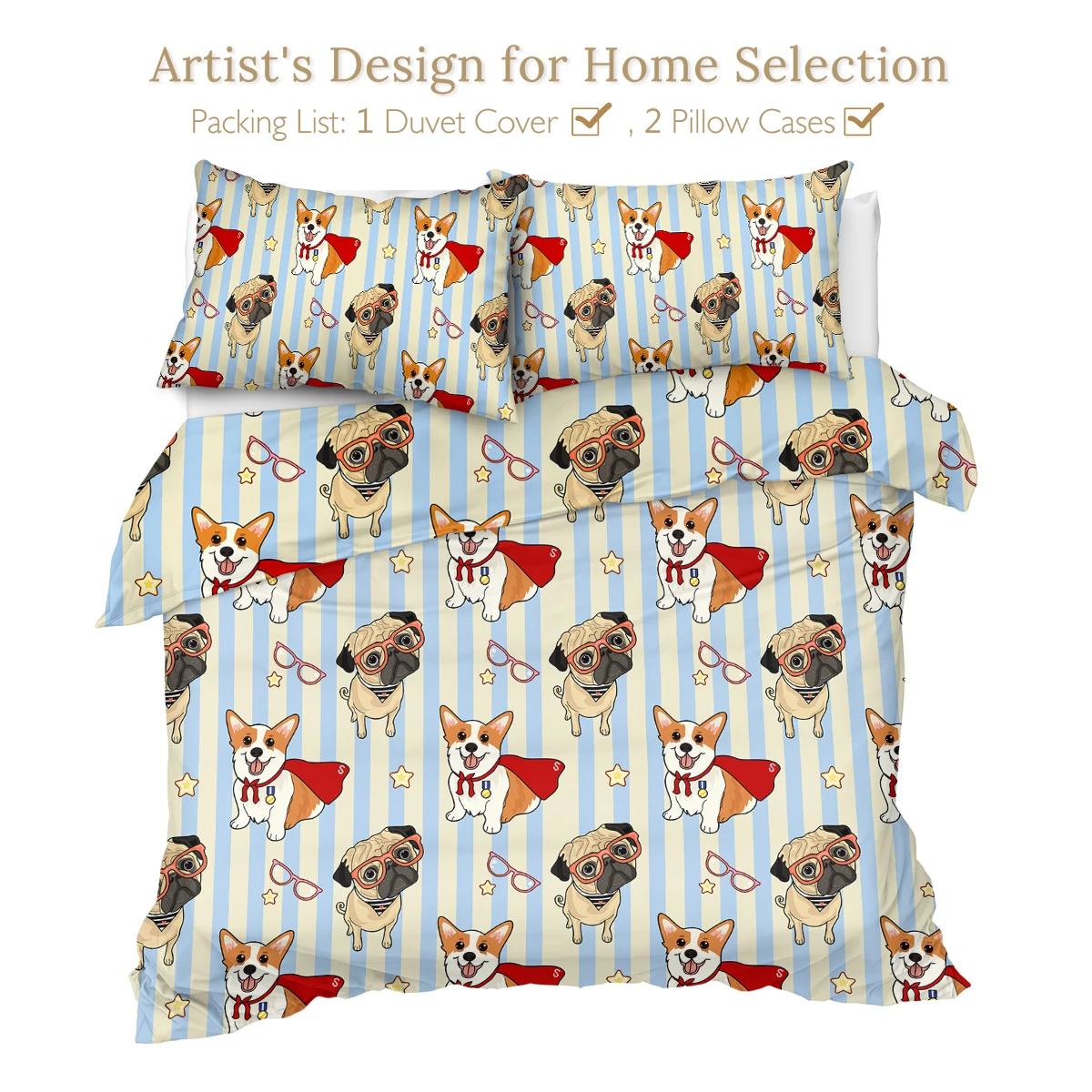 

BeddingOutlet Bedding Set Duvet Cover Animal Dogs Cloaks Blue And Yellow Home Textiles Comfortable Lovely Kids