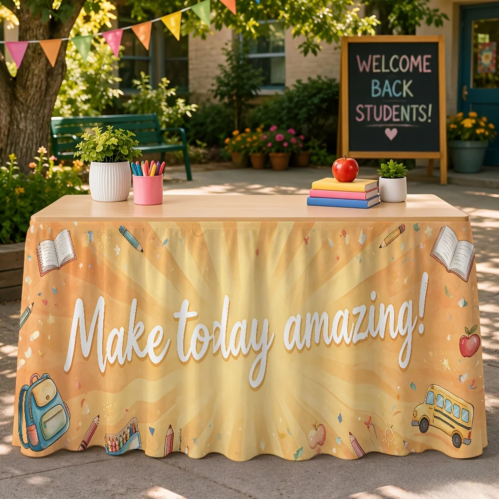 1 printed tablecloth table skirt with 