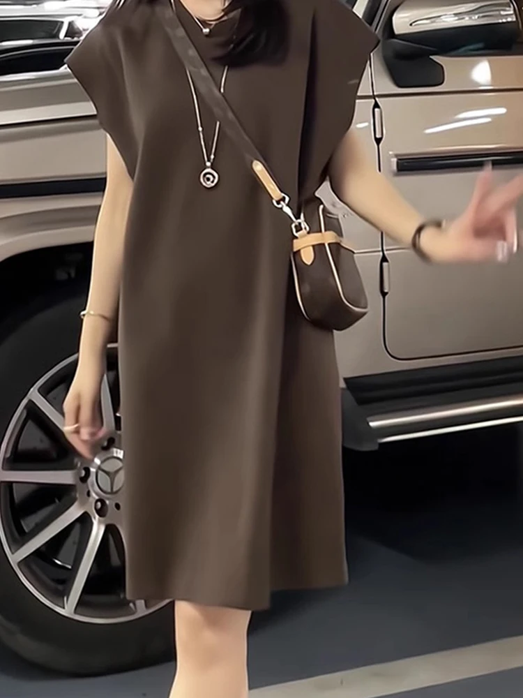 

Модное цветное платье миди с круглым вырезом, повседневное, универсальное, летнее, новое, с коротким рукавом, комфортное, трендовое.