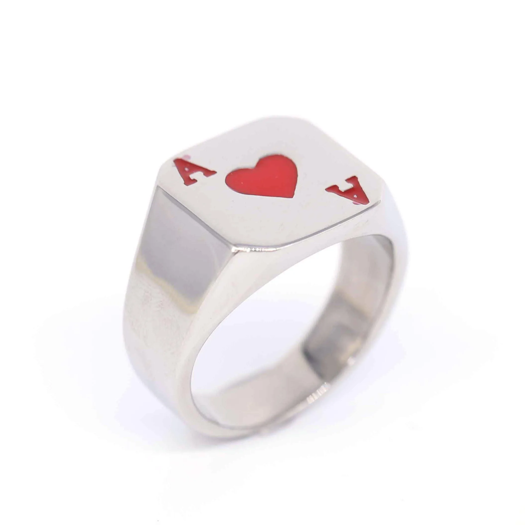 

Personality Stainless Steel Heart A Phantom Thief Kidd Poker Fashion Ring Jewelry