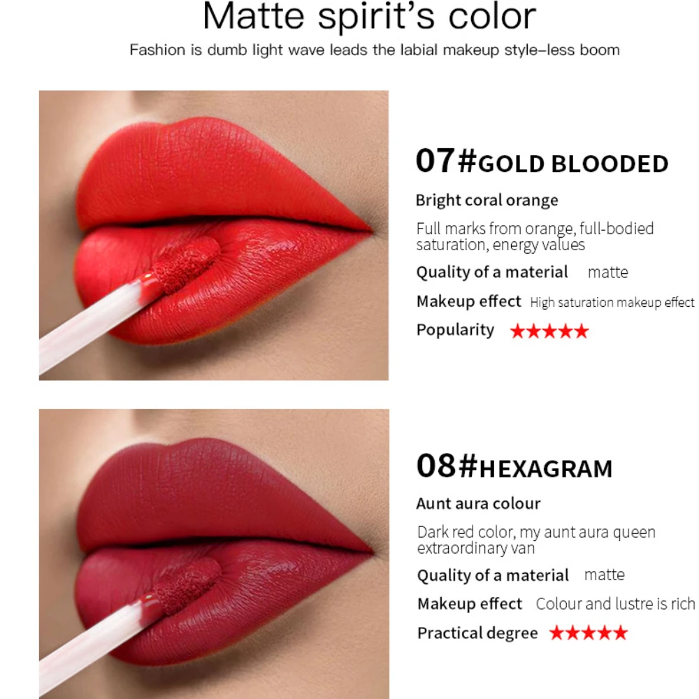 Pudaier 36Color Nude Matte Liquid Lipgloss Make up Waterproof Long lasting Lightweight Sexy Red Pink Lip Gloss Glaze Tint Makeup