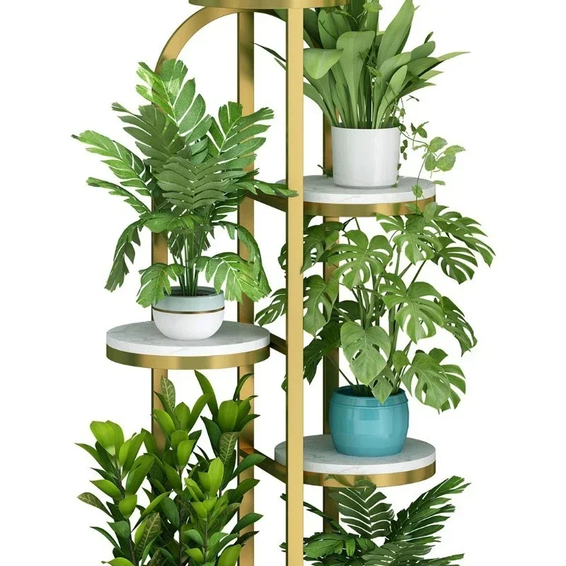 

Nordic marble flower rack, wrought iron balcony next to the floor-to-ceiling TV in the living room