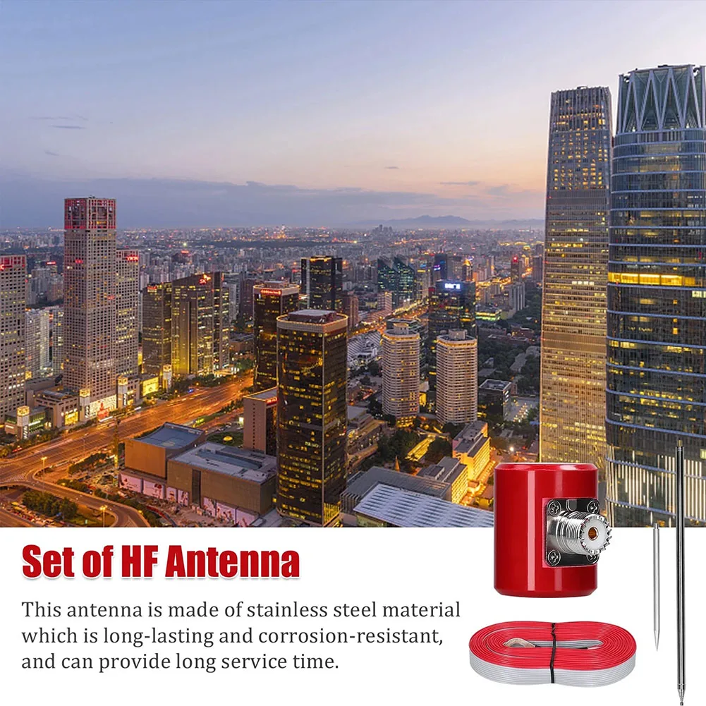 14M-30MHz 300W-600W HF Telescopic Antenna Set With Base Stainless Steel High Frequency Antenna Set For USDX QRP Radio