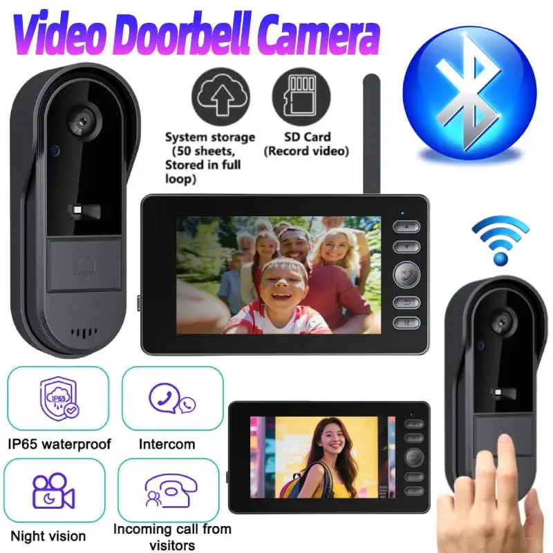 video-doorbell-camera-1080p-hd-2way-audio-wireless-doorbell-camera-43inch-screen-night-vision-bluetooth-security-m15c-doorbell