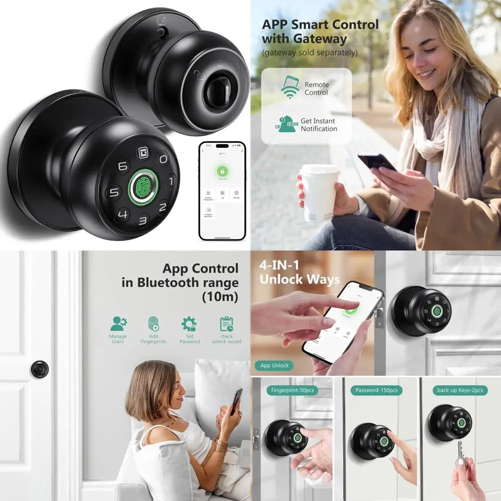 

Умный дверной замок с отпечатками пальцев для спальни — безопасный биометрический доступ с управлением через приложение и резервными ключами